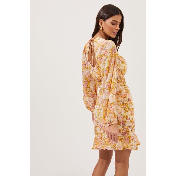 ASTR the label- Smocked Waist Long Sleeve Minidress (S) - Picture 2 of 6